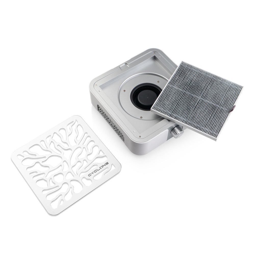 CYCLONE X3 SILVER Витяжка для манікюру і педикюру з вугільним НЕРА-фільтром на 72 W