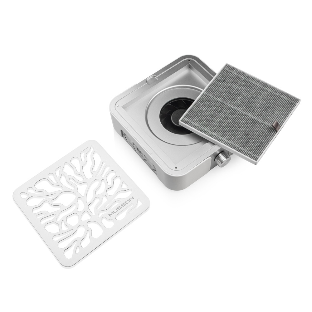 MUSSON X3 SILVER Витяжка для манікюру і педикюру з вугільним НЕРА-фільтром на 72 W