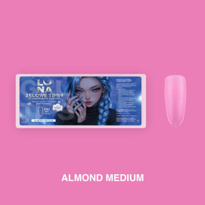 LUNAMOON Gel Nail Tips Almond Medium, 240 pcs