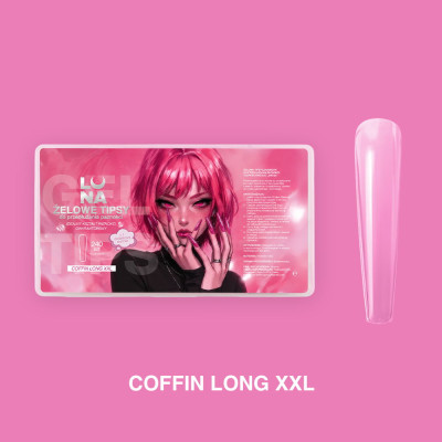 LUNAMOON Gel Nail Tips Coffin Long XXL, 240 pcs