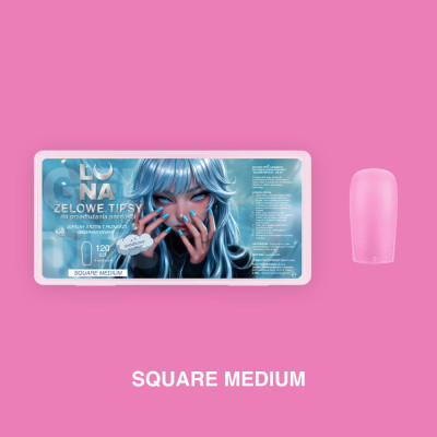 LUNAMOON Gel Nail Tips Square Medium, 120 pcs