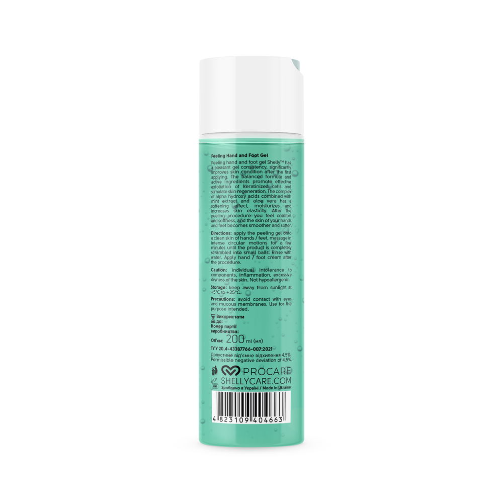 Shelly Peeling Gel for Hands and Feet with Aloe Vera, Mint Extract and AHA Acids 200 ml